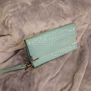 Aqua colored wristlet